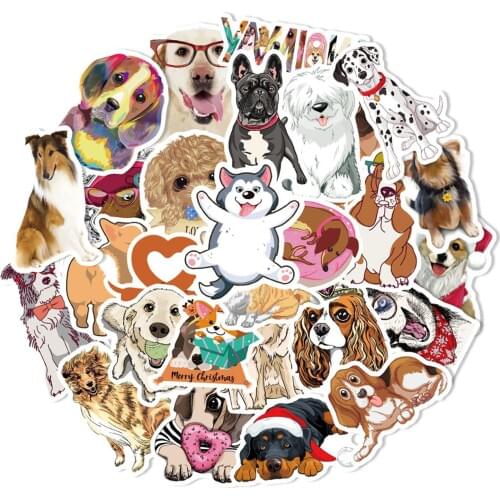 80 PCS Pet Dogs Stickers Cartoon Cute Animals Golden Retriever Dachshund Sticker for Laptop Bicycle Skateboard Book Guitar Decal