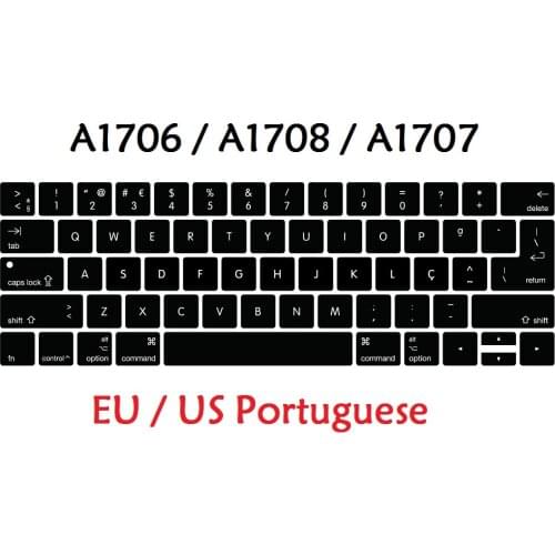 A1706 A1707 Portuguese US/EU Keyboard cover for Macbook New Pro 13 15 Touch Bar 2016 2019 Silicon Keyboard Skin Waterproof