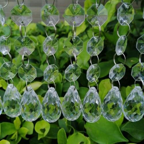 Camal 30pcs Waterdrops Acrylic Crystal Octagonal Beads String Prisms Garland Chandelier Hanging Home Party Curtain Wedding