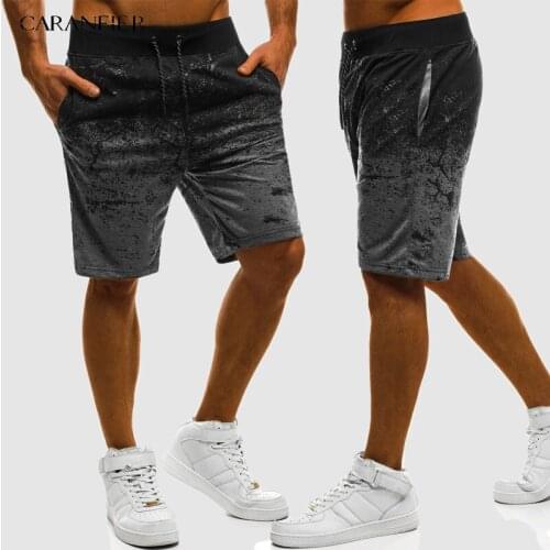 CARANFIER Summer Mens Casual Short Pinting Training Shorts Pants Pockets Running Jogging Fitness Gradient Beach Short Sweatpants