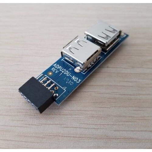 PC Host Case Internal Motherboard USB 2.0 Hub 9Pin to 2 Port USB A Female Splitter Converter PCB Board Extender Card