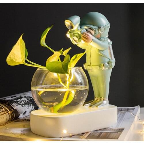 Hydroponic Flower Pot Creative Home Decorations Divers Table Decoration Crafts Nordic Gift More Color Resin + Glass Ornaments