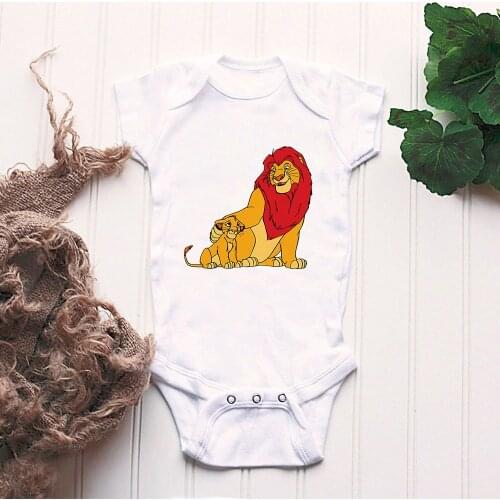 Toddler Romper Harajuku Summer Fashion Disneys The Lion King Mufasa Prince Simba Printed Baby Casual Jumpsuits Infant Bodysuit