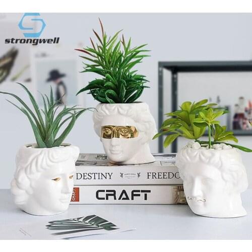 David Head Figurines Creative Vases Home Decor Ceramic Fleshy Flower Pot Living Room Decoration Vase Flower Arrangement Crafts