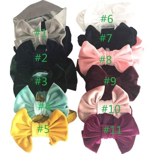 Baby Girl Golden Velvet Headband Solid Cotton Bow Turban Knot Head Wrap Hairband Stretch Girls Headbands 0-72M Baby Suit