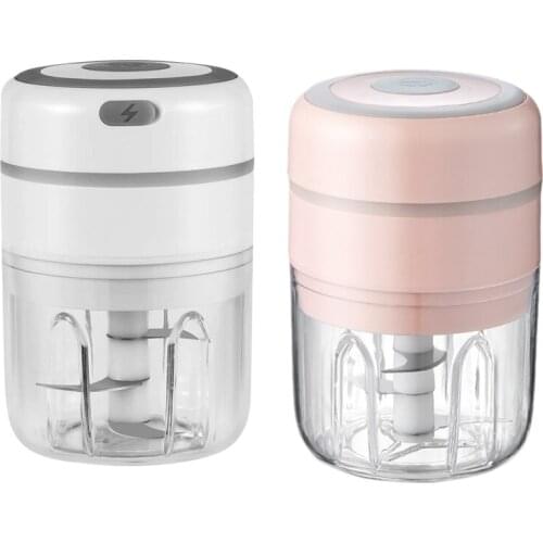 Electric Mini Garlic Chopper Portable Food Chopper,Wireles Small Blender for Pepper Chili Vegetable Nut Meat 250ML