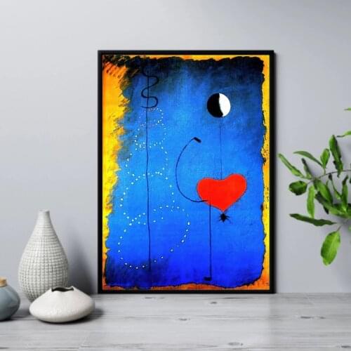 Dancers Heart Love Art Canvas Print Painting Joan Miro Abstract Famous Wall Picture Living Room Home Decoration Poster