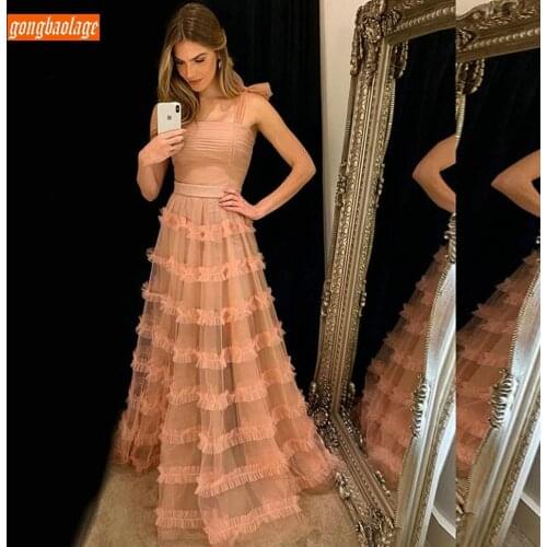 Graceful Boho Pumpkin Slim Fit Beach Prom Dresses Long Customized Soft Tulle A Line Prom Dress Banquet Luscious Evening Gowns