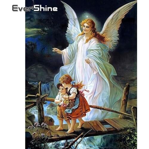 EverShine 5D DIY Diamond Painting Portrait Full Drill Square Diamond Embroidery Angel Cross Stitch Mosaic Girl Wall Decor