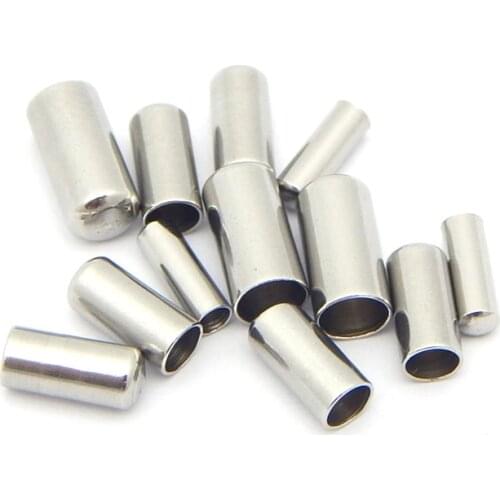 20pcs/lot 316L Stainless Steel Cord End Caps Clasp Connector Fit 1 1.5 2 2.5 3MM Leather Rope DIY Jewelry Making Accessories