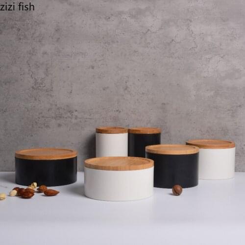 Creative Cylindrical Jewelry Cosmetic Storage Box with Bamboo Lid Household Small Objects Sundries Storage Jar Home Decoration