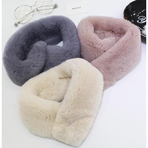 Hot Sale Women 100% Natural Rex Rabbit Fur Scarves Girl Real Fur Neckerchief Winter Warm Fur muffler