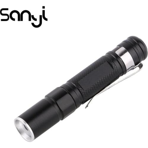 Mini Flashlight Torch Light lamp Waterproof Q5 LED Aluminum alloy 1 Modes Adjustable focus range Torches For Hunting Black