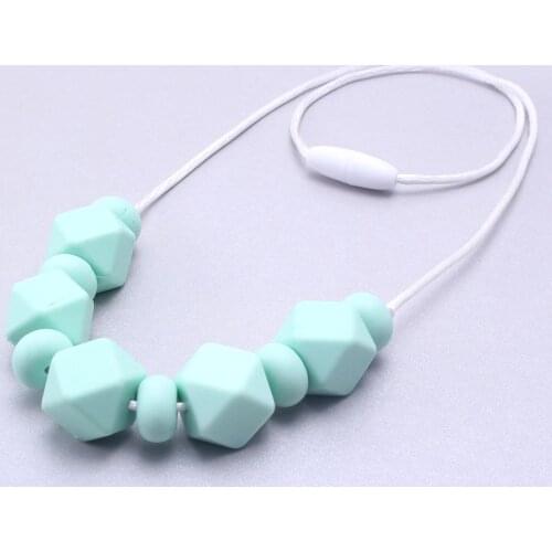 MHS.SUN Food grade polygon silicone necklace chewing cube beads nursing teethers rope necklace cute infant baby jewelry ST033