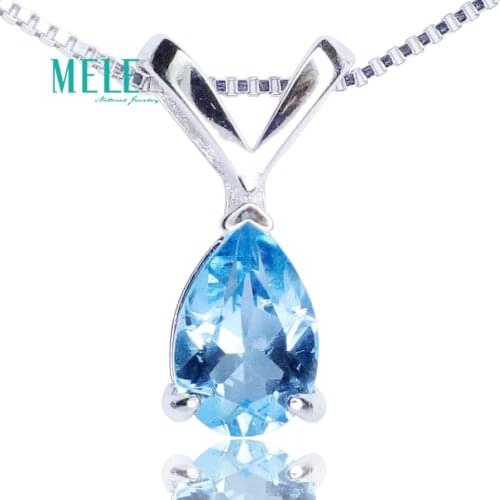 Natural Blue Topaz pendant necklaces pendants pendant drop ornaments Water drop shape 6*9mm
