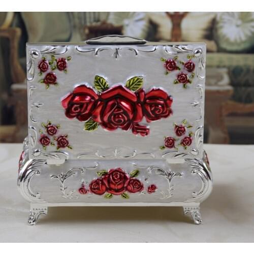 European Rose Carved Jewelry Box Wedding Gift Rectangular Storage Box Jewelry Chest Jewelry Storage Box Home Decoration