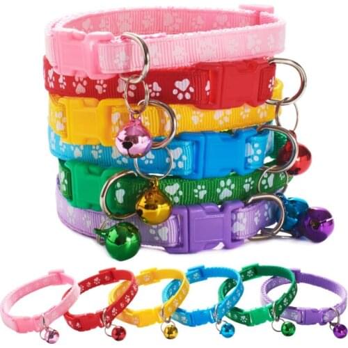 10pcs adjustable cat collar dog accessories pet dog big and small cat prints small bell pet supplies