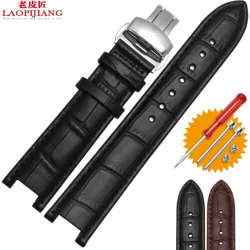 Notched genuine leather watchband for GC watch band 22*13mm 20*11mm quality genuine leather strap with Screws wristwatches band