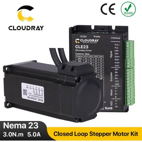 Cloudray Nema 23 Stepper Motor with Encoder 3.0N.m Closed Loop Stepper Motor Driver Easy Servo Driver with 1.5m Free cable