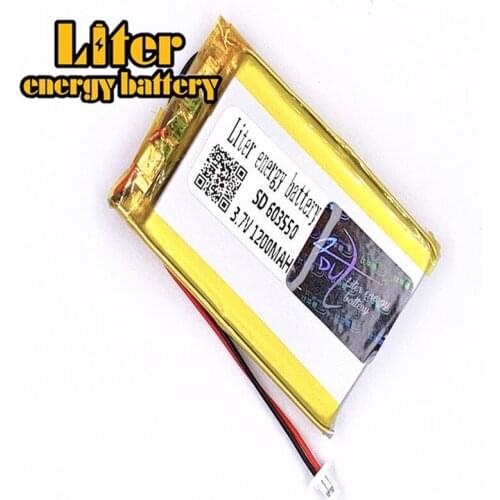 Plug 1.0-2P 3.7 V 603550 1200mah Rechargeable lipo battery solar li ion polymer lithium battery with PCM