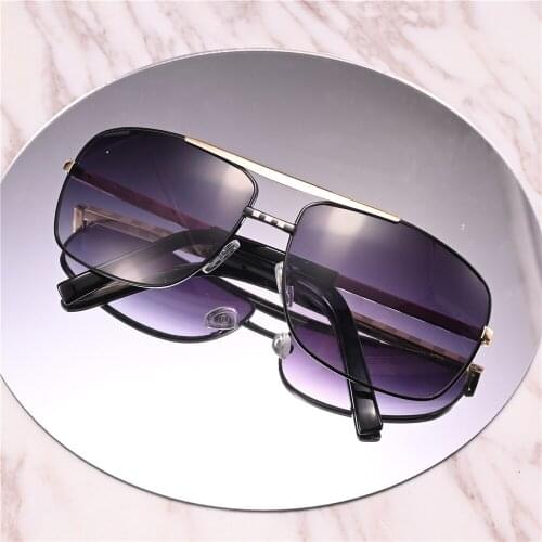 Rockjoy Brand Sunglasses Male Rectangle Sun Glasses for Men Gold Brown Spring Hinge Shades Anti Reflection UV400