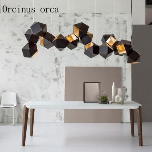 Nordic Modern Chandelier Metal Faceted chandelier Villa Hotel Gallery Bar Chandelier +Free shipping