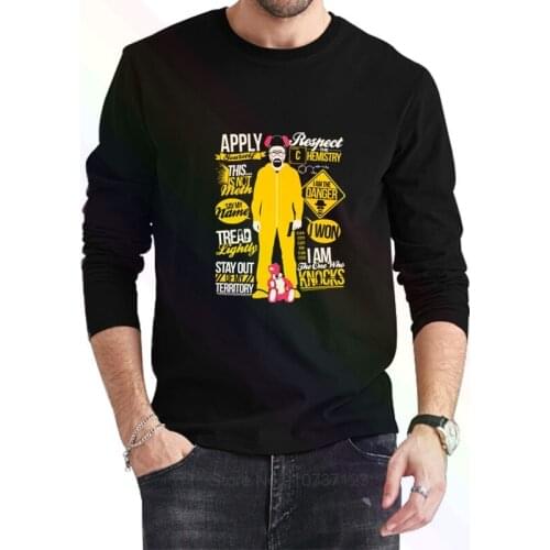 The One Who Knocks Logo Classic Black T-Shirt 2021 Newest Summer Mens Long Sleeve Popular Tees Shirt Tops Novel Unisex
