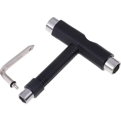 T Shape Black Wrench Roller Skate Skateboard Longboard Board Tool Allen Key Multifunction