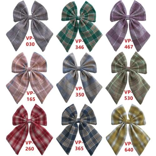 Vintage Plaid Cotton Fabric Hair bows Baby Girls Women hair bow clips Preppy Sailor bows Hair Barrettes Hair Accessories