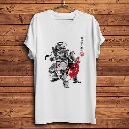 Fullmetal Alchemist Alphonse Edward Elric funny anime t shirt Men White Short Sleeve Casual Tshirt Unisex manga Streetwear Tee