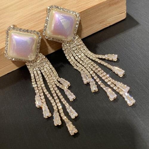 Bilincolor White Shell Long Tassel Drop Earring for Women