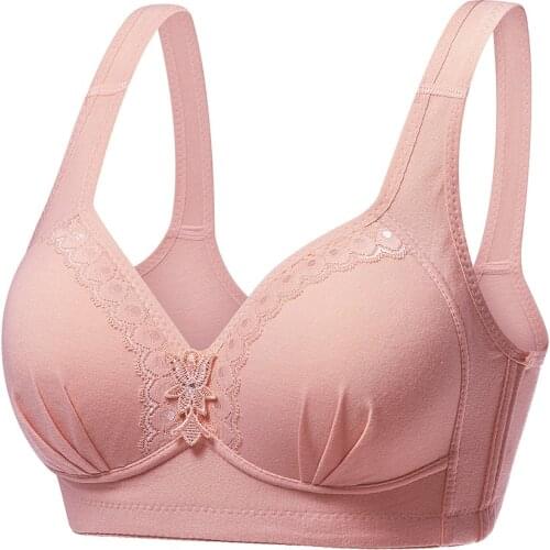 Women bra Large size thin section without steel ring bra gathered cotton middle-aged vest-style full cup ladies underwear