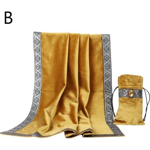 Gold Tarots Tablecloth with Cards Bag Wicca Divination Velvet Altar Tarots Cloth