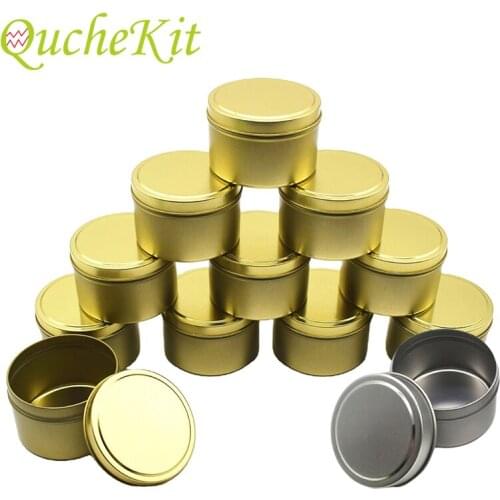 1/5Pcs Luxury Candle Jars with Lid Metal Box Jar Bulk Round Candle Container Tin Gold Black Storage Box Cream Cosmetic Container