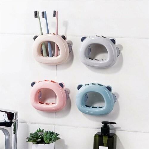 1Pcs Cartoon Kids Toothbrush Holder Suction Creative Couple Sucker Wall Mount Toothbrush Rack Bathroom Organizer Accessories