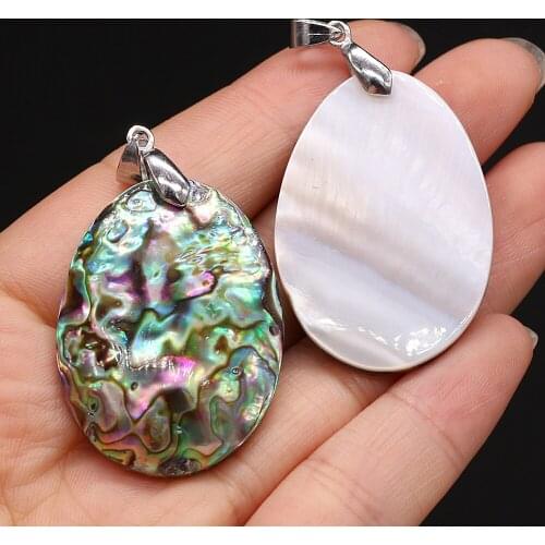 1pcs Natural Egg Shape Abalone Shell Pendants Charms for Necklace Earring Jewelry Making Accessories Women Gift Size 28x40mm