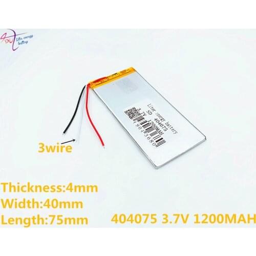 3 line Liter energy battery 3.7V 1200MAH 404075 lithium polymer rechargeable bluetooth GPS wired microphone mobile watch