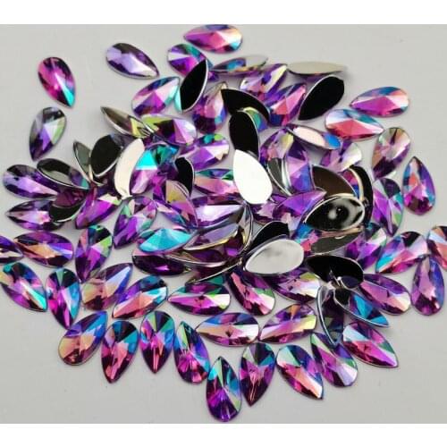 100pcs Acrylic Teardrop 8x13mm Flatback AB Nail Rhinestones Non Hotfix Stone Strass Stickers For Crafts And Nail Art Decorations