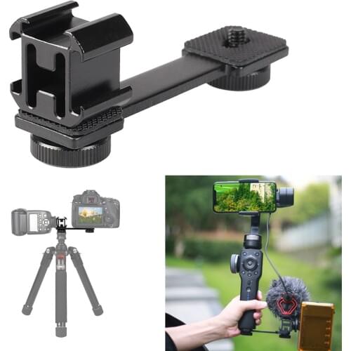 For DJI Osmo Mobile 2 Accessory Triple Hot Shoe Mount Gimbal Adapter Extension Bracket for Zhiyun Smooth 4 Crane 2 Osmo Pocket