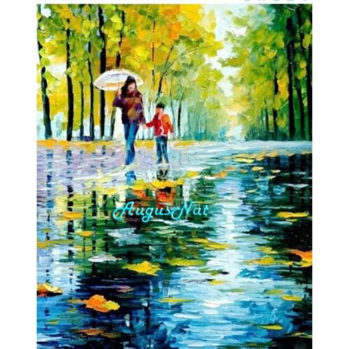 Diamond oil painting by number on canvas scenery diamond painting full square 5d diy wall art trees mosaic stickers needlework