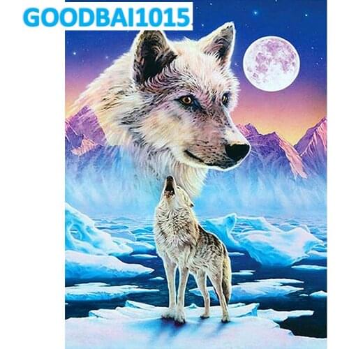 Diamond Embroidery Full Drill Wolf 5D DIY Diamond Painting Animal Mosaic Cross Stitch Kits for Living Room Decor