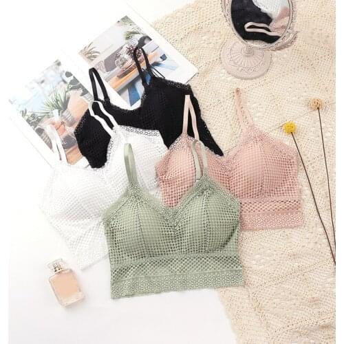 Seamless Push Up Padded Women Tube Top Wireless Sexy Lace Bra Comfortale Female Underwear Lingerie Hollow Out Intimate