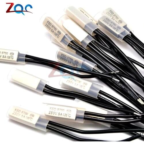 KSD9700 250V 5A 40~135 Degree Bimetal Disc Temperature Switch Normal Open Thermostat Thermal Protector 60 80 Centigrade