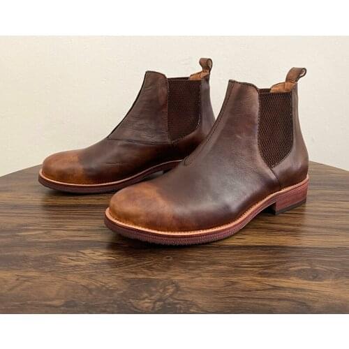 New Autumn Winter British Men Ankle Boots Handmade Cow Leather Shoes Vintage Slip-On Business Dress Chelsea Boots Designer