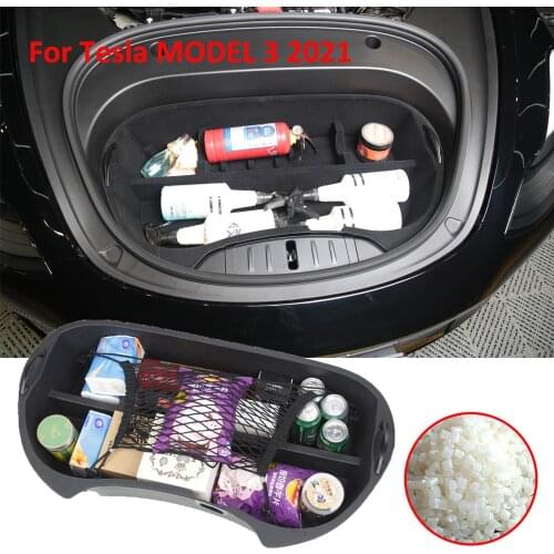 For Tesla Model 3 2021 Front Trunk Organizer Storage Space Manufacturer Flocking ABS Mat Box Durable Waterproof Car Accessories