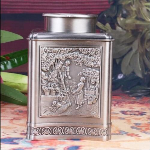 European tin alloy Metal Tea Cans High-gradeTin alloy Coffee Candy Storage Box with lid Tin Can for tea CYG05