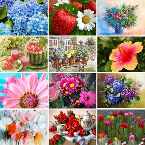 GATYZTORY Diamond Painting Flower Handicraft Full Square Round Drill Diamond Embroidery Mosaic Craft Kit Handmade Gift