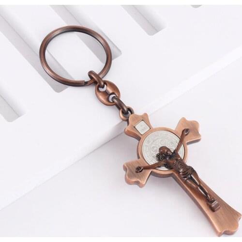 Christian Crucifix Jesus Cross Pendant Key Ring Alloy Bag Car Keychain Religious Key Chain Easy to Carry Accessories Jewelry