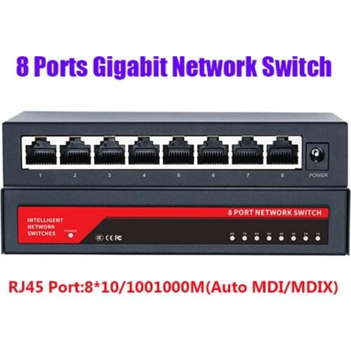 Intelligent Gigabit Network Switch 10/100/1000Mbps 8 Port RJ45 LAN Hub Fast Ethernet Switch Bandwidth 10G Full Duplex IEEE802.3u