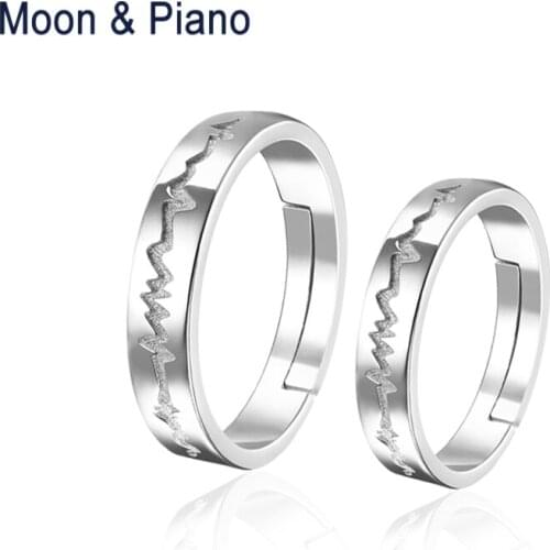 925 Sterling Silver Heartbeat Couple Ring Fine Jewelry Fashion Finger Rings For Men Women High Quality Beautiful Forever Love